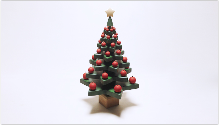 「組み立て式　木製のりんごのクリスマスツリー」
